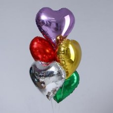 Букет из воздушных шаров-сердец из фольги цвет ассорти